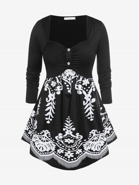 Plus Size Tribal Print Ruched T-shirt