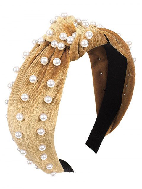 Bandeau pour Cheveux Large Tendance Motif Perle Fantaisie et Torsadé