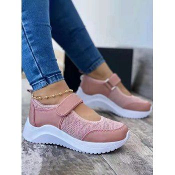

Thick Platform Magic Stickers Casual Shoes, Light pink