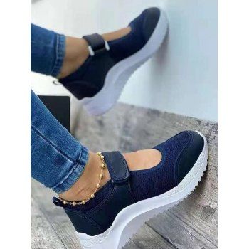 

Thick Platform Magic Stickers Casual Shoes, Deep blue