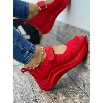 

Thick Platform Magic Stickers Casual Shoes, Red