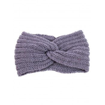 

Plain Color Twisted Wide Headband Sports Knitted Headband, Gray