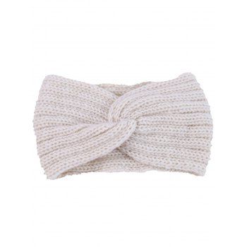 

Plain Color Twisted Wide Headband Sports Knitted Headband, White