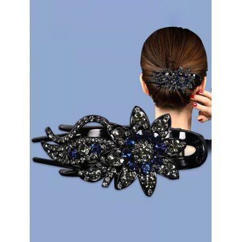 

Rhinestone Flower Trendy Hair Clip, Black