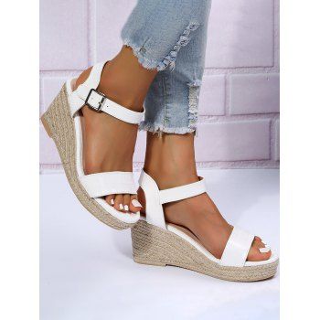 Open Toe Ankle Buckle Wedge Sandals