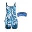 Maillot de Bain Tankini Gainant à Imprimé Feuille Tropicale et Bandeau Croisé à Cachemire Pour Vacance - Bleu M