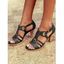 Breathable Open Toe Cut Out Buckle High Heels Sandals - Noir EU 38