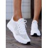 Plain Color Breathable Hollow Out Lace Up Sneakers - Blanc EU 41