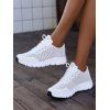 Plain Color Breathable Hollow Out Lace Up Sneakers - Blanc EU 39