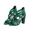 Open Toe Breathable Thick Strappy Zipper Chunky Heels Sandals - Vert EU 35