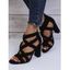 Open Toe Breathable Thick Strappy Zipper Chunky Heels Sandals - Vert EU 38