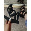 Open Toe Breathable Thick Strappy Zipper Chunky Heels Sandals - Noir EU 35