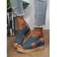 Plain Color Cut Out Thick Platform Buckle Strap Sandals - Bleu EU 36
