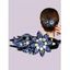 Pince à Cheveux Elégante Fleur avec Strass - Bleu 