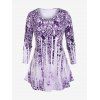 T-shirt Imprimé Trapèze Tribal Grande Taille - Pourpre 2X