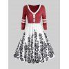 Robe Contractée Motif de Fleur à Manches Longues Grande Taille - Rose clair 5X