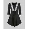 Haut Tunique Ourlet en Dentelle Grande Taille - Noir 4X