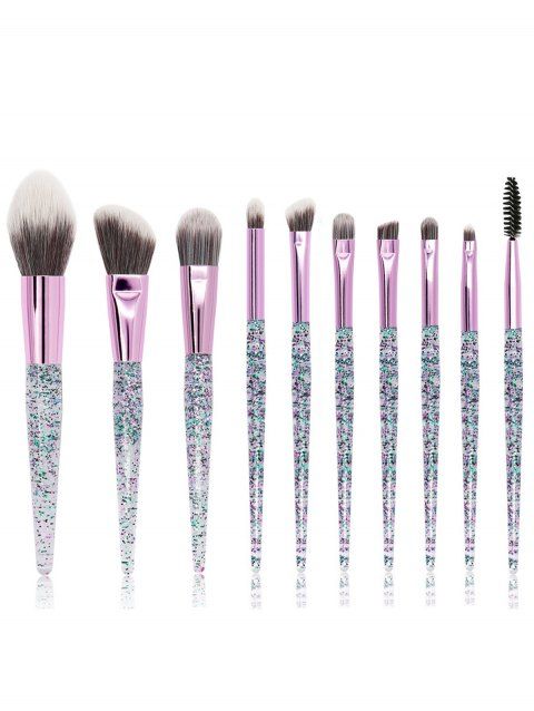 10 Pcs Makeup Brushes Set Printed Handle Super Soft Makeup Cosmetics