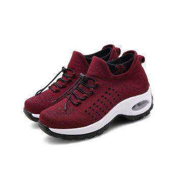 

Two Tone Color Lace Up Casual Shoes, Red