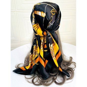 

Printing Satin Square Scarf Hair Accessory, Black
