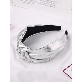 

Metallic Plain Color Twisted Wide Hairband Trendy Hair Accessory, White