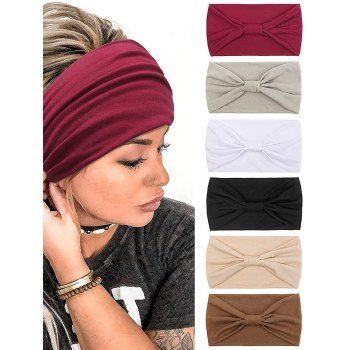 

6 Pcs Plain Color Twisted Wide Sports Headbands Elastic Yoga Headbands, Multicolor b