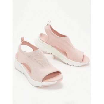 

Plain Color Hollow Out Thick Platform Breathable Casual Sandals, Light pink