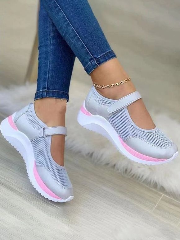 Thick Platform Breathable Slip On Casual Shoes - Rose clair EU 42