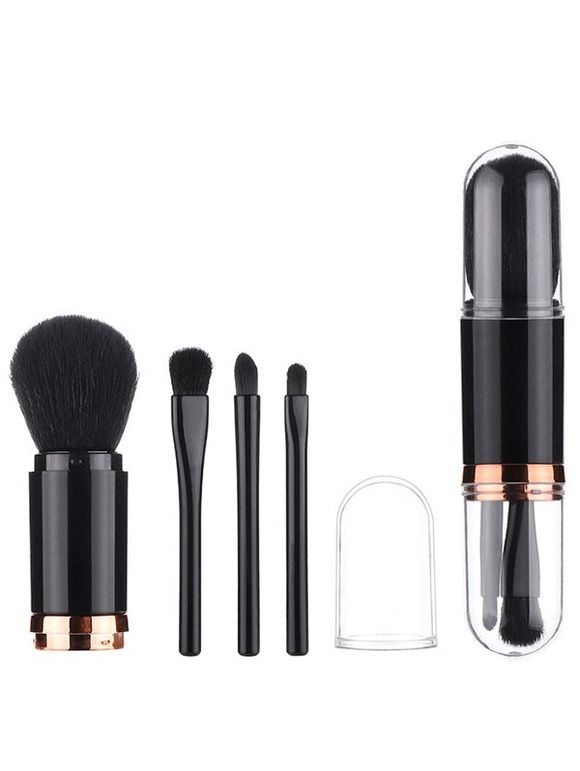 4 Pièces Ensemble de Pinceaux Cosmétiques Maquillages Portables - Noir 