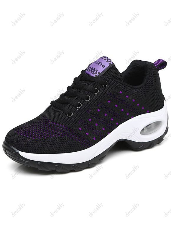 Breathable Thick Platform Trendy Sneakers - Noir EU 37
