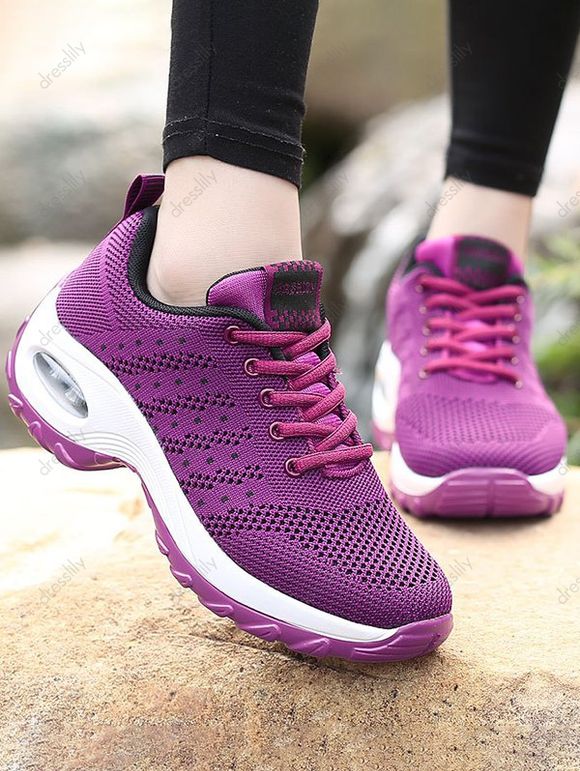 Breathable Thick Platform Trendy Sneakers - Rouge foncé EU 41