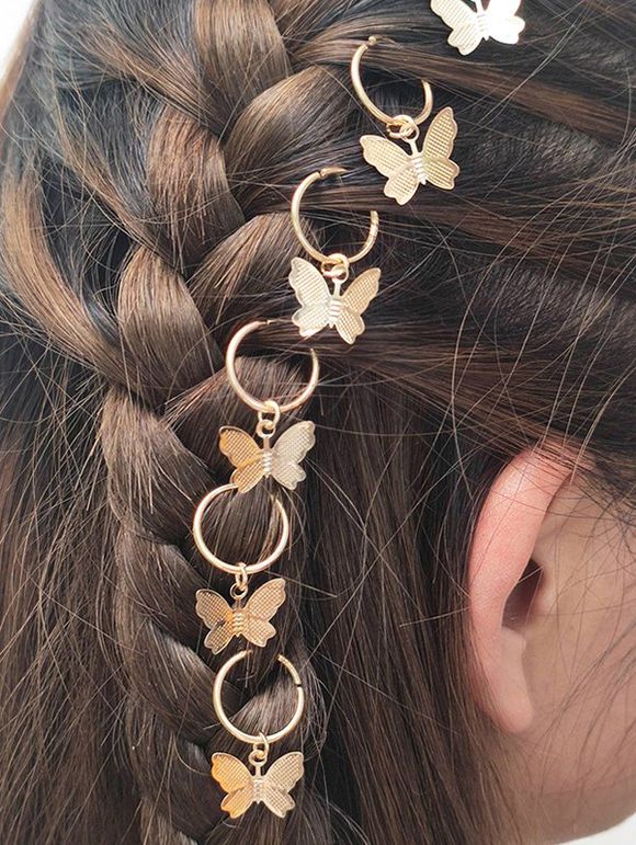 6 Pièces Accessoires de Cheveux Tendances Motif Papillons - d'or 
