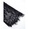 See Thru Flower Mesh Maxi Lingerie Dress Open Front Belted Long Sleeve Lingerie Dress - BLACK XL