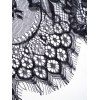 Maxi Robe Lingerie Ceinturée Fleur en Tulle Transparent à Manches Longues - Noir XL