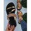 Rhinestone Two Tone Color Slip On Outdoor Flat Sandals - Noir EU 40