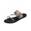 Rhinestone Two Tone Color Slip On Outdoor Flat Sandals - Argent EU 40