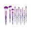 10 Pièces Ensemble de Pinceaux à Maquillage Cosmétiques Super Doux avec Manches Imprimées - Pourpre 