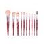 10 Pièces Ensemble de Pinceaux à Maquillage Cosmétiques Super Doux avec Manches Imprimées - Rouge 