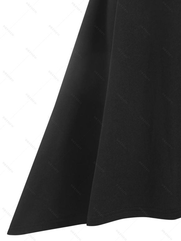 Robe Mi-Longue Haute Basse Harnais Inséré sans Manches - Noir L