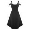 Robe Mi-Longue Haute Basse Harnais Inséré sans Manches - Noir M