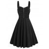 Zip Up O-ring Straps Mini Dress High Waist Backless Sweetheart Neck Sleeveless Cami Dress - BLACK XL