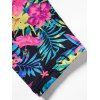Plus Size Tropical Flower Leaf Parrot Print One-piece Swimwear Padded Half Zipper Long Sleeve Modest Swimsuit - multicolor 2XL