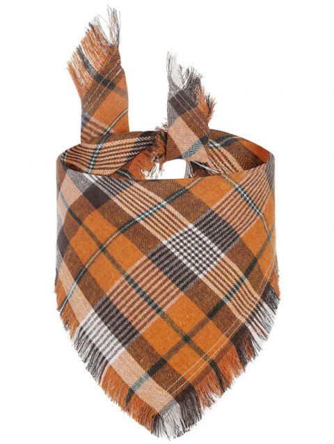 Serviette de Salive à Carreaux Colorés avec Pompons pour Animal Domestique