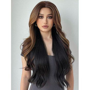 

Long Middle Part Ombre Wavy Synthetic Capless Wig, Multicolor a