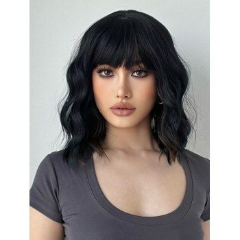 

Short Full Bang Mix Color Wavy Bob Synthetic Wig, Multicolor a