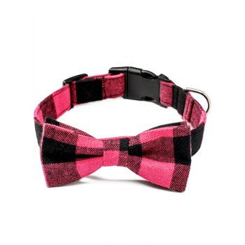 

Plaid Print Bowknot Dog Collar, Multicolor a