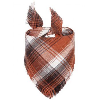 

Colored Plaid Print Triangle Tassel Pet Saliva Towel, Coffee