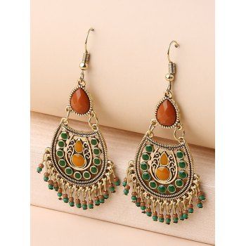 

Bohemian Hollow Out Waterdrop Beads Hook Drop Earrings, Bronze