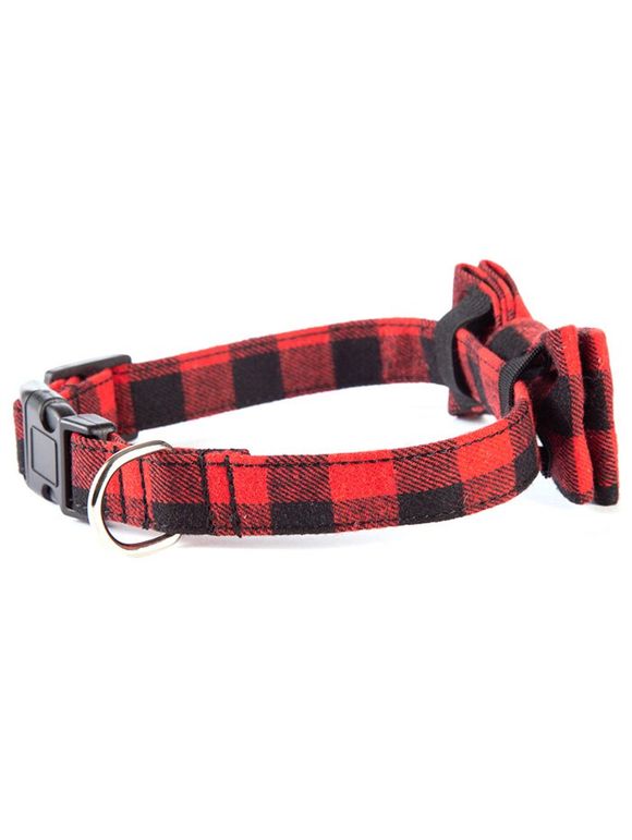 Collier Chien à Imprimé Carreaux avec Nœud Papillon - Rouge 40 X 60 CM