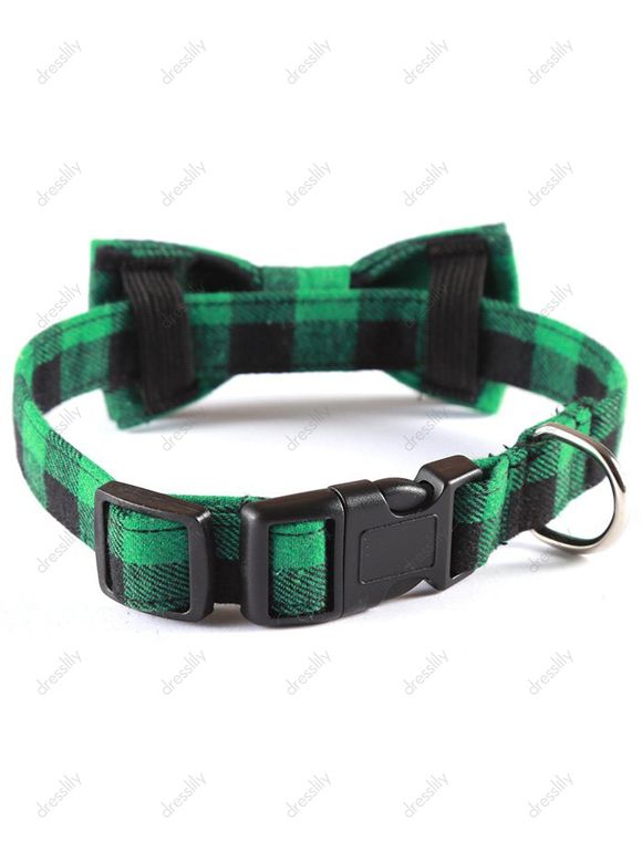 Collier Chien à Imprimé Carreaux avec Nœud Papillon - Vert 40 X 60 CM